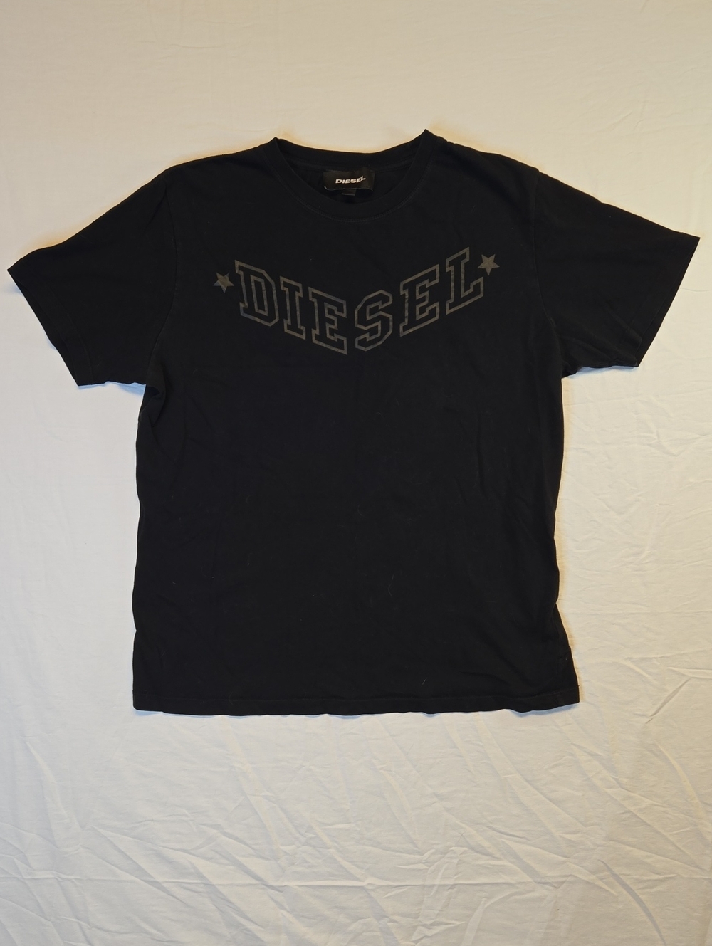 Diesel Black Crew Neck T-Shirt with Tonal Spellout Logo